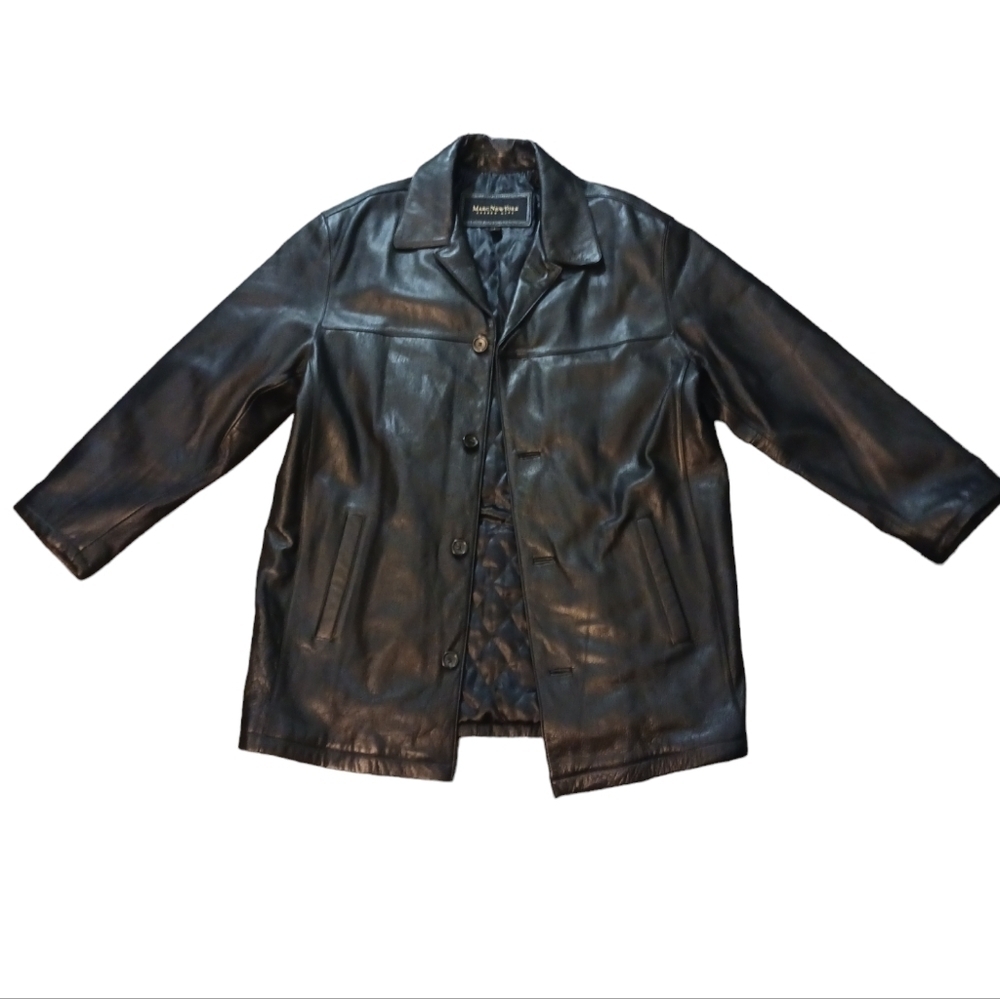 Andrew Marc Men's Black Leather Jacket Coat size Large
